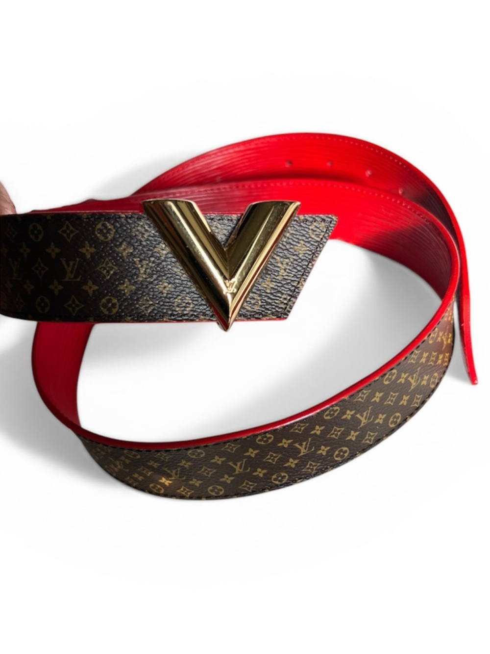 Louis Vuitton Monogram Canvas Reversible Red Trim Belt